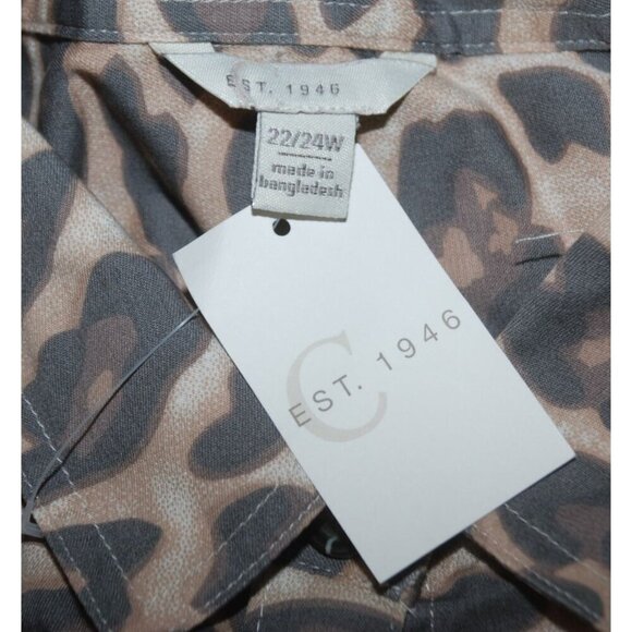 NWT Cato Women's Plus 22W 24W Animal Print Button Up Shirt Top Long Sleeve Casua - Picture 6 of 8
